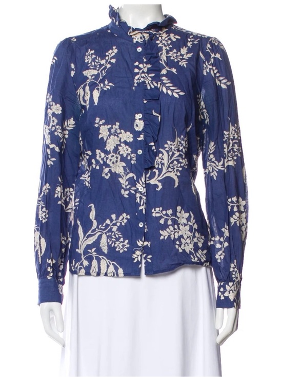 Sezane Sweaters - Chemise chlo bicolore ecru fond bleu sezane